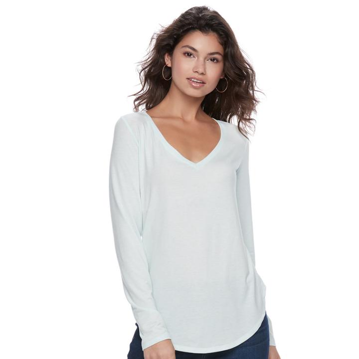 Juniors' So&reg; Long Sleeve V-neck Tee, Teens, Size: Xs, Lt Green