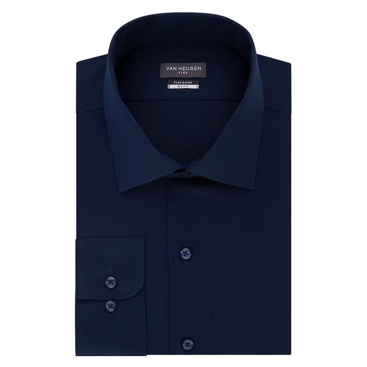 Big & Tall Van Heusen Flex-collar Dress Shirt, Men's, Size: 17.5 38/9t, Blue (navy)