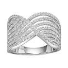 White Topaz Sterling Silver Swirl Ring, Women's, Size: 7