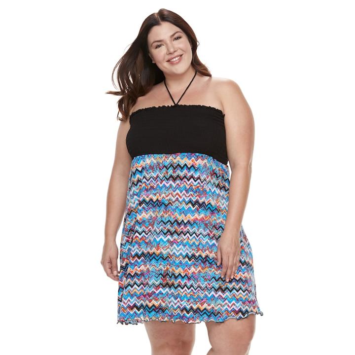Plus Size Apt. 9&reg; Smocked Tube Cover-up, Women's, Size: 3xl, Summer Vibes Multi