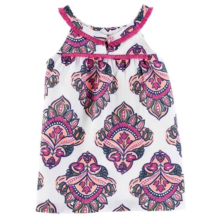 Girls 4-8 Carter's Fringe Trim Medallion Printed Tank Top, Size: 4-5, Print