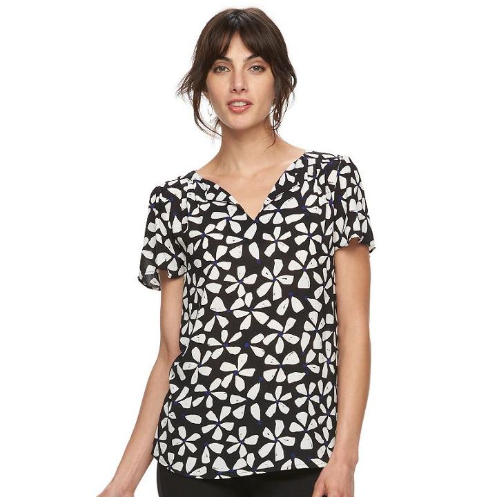 Women's Elle&trade; Chiffon High-low Hem Top, Size: Small, Dark Blue