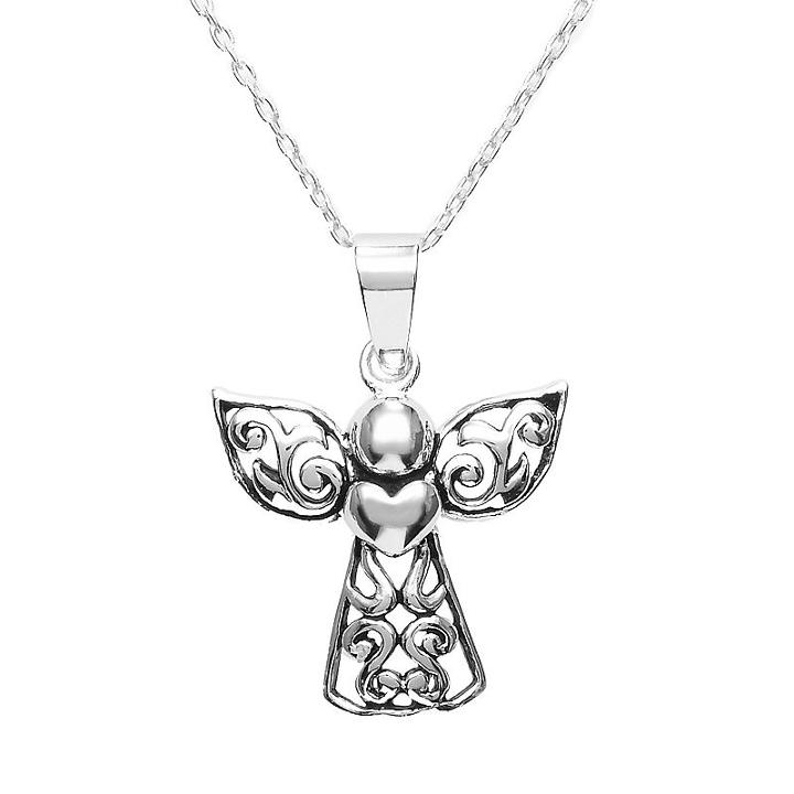 Sterling Silver Filigree Angel Pendant, Women's, Multicolor
