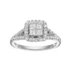 Simply Vera Vera Wang 14k White Gold 7/8 Carat T.w. Diamond Square Halo Engagement Ring, Women's