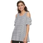 Women's Elle&trade; Cold-shoulder Flounce Tunic, Size: Xl, Oxford