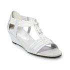 New York Transit Text Me Women's Embellished Wedge Sandals, Size: Medium (9.5), Light Grey