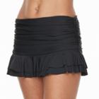 Women's Beach Scene Ruched Skirtini Bottoms, Size: 10, Black