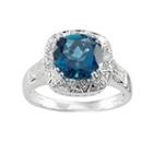 Sterling Silver London Blue Topaz & Diamond Accent Square Halo Ring, Women's, Size: 6