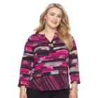 Plus Size Dana Buchman Knit Henley Top, Women's, Size: 0x, Dark Pink
