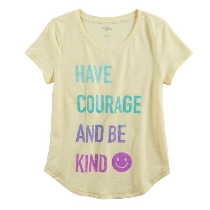 Girls 7-16 & Plus Size So&reg; Curve Hem Shiny Graphic Tee, Size: 7-8, Lt Yellow