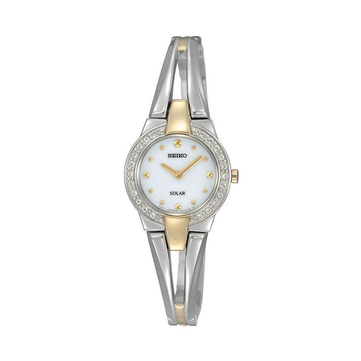 Seiko Women's Tressia Two Tone Stainless Steel Solar Half-bangle Watch - Sup206, Multicolor