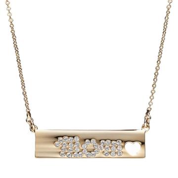 Crystal Collection Crystal 14k Gold-plated Mom Bar Necklace, Women's, Yellow