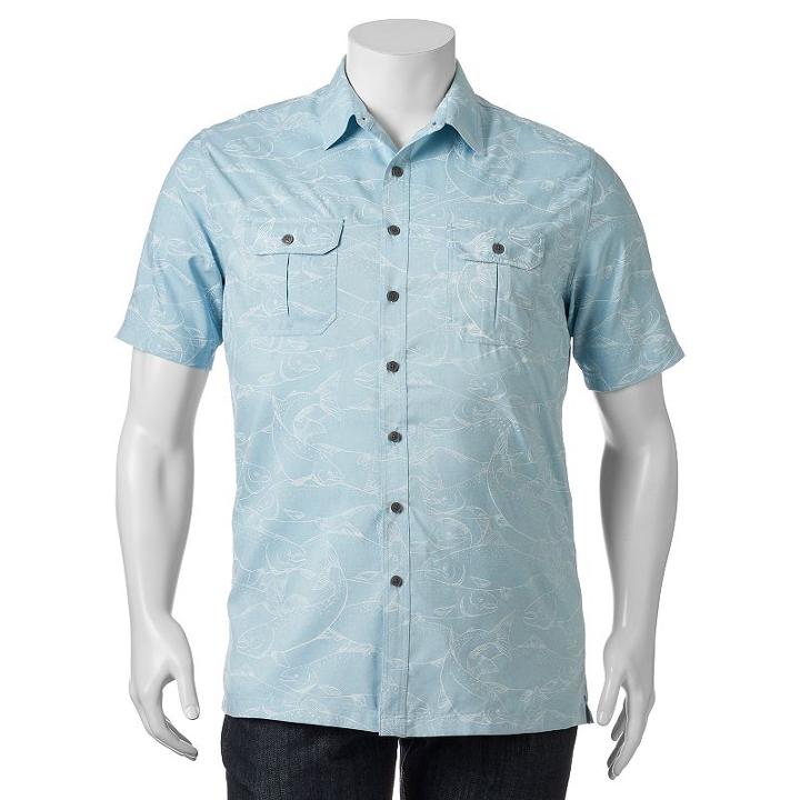 Big & Tall Croft & Barrow&reg; Classic-fit Plaid Outdoor Performance Button-down Shirt, Men's, Size: L Tall, Med Blue
