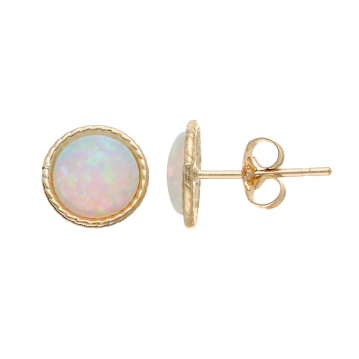 Taylor Grace 10k Gold Lab-created Opal Stud Earrings, Women's, White