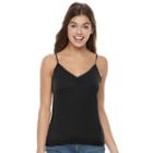 Juniors' Mudd&reg; Lace Trim Camisole, Girl's, Size: Medium, Black