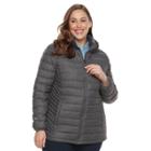 Plus Size Zeroxposur Packable Down-fill Puffer Jacket, Women's, Size: 1xl, Grey (heather)