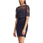 Women's Chaps Lace-overlay Shift Dress, Size: 16, Blue (navy)