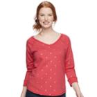 Women's Sonoma Goods For Life&trade; Drop Sleeve V-neck Sweatshirt, Size: Large, Dark Red