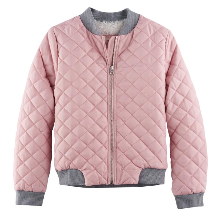 Girls 4-16 So&reg; Quilted Bomber Jacket, Size: 16, Light Pink