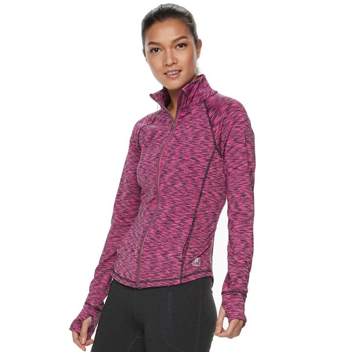 Women's Fila Sport&reg; Heathered Running Jacket, Size: Large, Med Pink