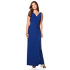 Petite Chaps Surplice Drape-front Full-length Dress, Women's, Size: 16 Petite, Blue