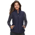 Women's Croft & Barrow&reg; Classic Quilted Vest, Size: Medium, Dark Blue