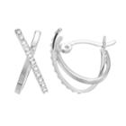 Diamond Mystique Sterling Silver Diamond Accent X-hoop Earrings, Women's, White