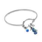 Crystal & Cubic Zirconia Seahorse Charm Bangle Bracelet, Women's, Blue