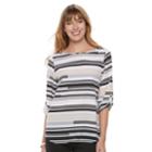 Women's Croft & Barrow&reg; Print Roll-tab Top, Size: Small, Oxford