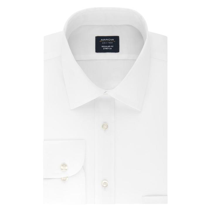Big & Tall Arrow Regular-fit Stretch Spread-collar Dress Shirt, Men's, Size: 17.5 38/9t, White