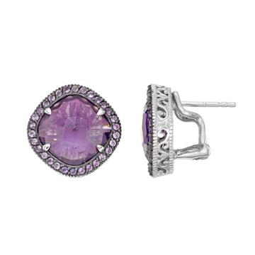 Siri Usa By Tjm Sterling Silver Amethyst Halo Stud Earrings, Women's, Purple