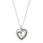 Silver Expressions By Larocks Silver Plated Cubic Zirconia & Marcasite Heart Pendant, Women's, Multicolor