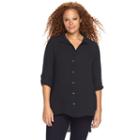 Plus Size Rock & Republic&reg; Lace-up High-low Shirt, Women's, Size: 1xl, Black