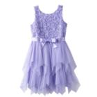 Girls 7-16 Lilt Soutache Flower Bodice & Tiered Tulle Skirt Dress, Size: 14, Med Blue