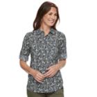 Women's Croft & Barrow&reg; Roll-tab Woven Shirt, Size: Xs, Dark Blue