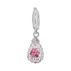Individuality Beads Sterling Silver White And Pink Crystal Flower Teardrop Charm, Women's