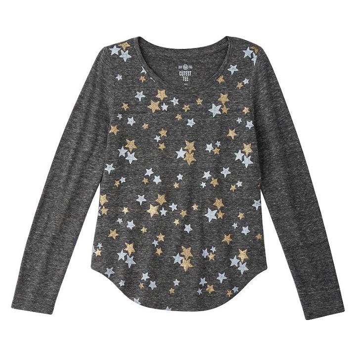 Girls 7-16 & Plus Size So&reg; Perfectly Soft Long Sleeve Graphic Tee, Girl's, Size: 12, Med Grey