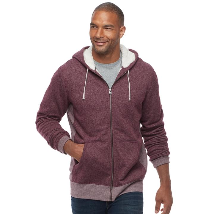Big & Tall Sonoma Goods For Life&trade; Regular-fit Sherpa-lined Hoodie, Men's, Size: Xxl Tall, Dark Red