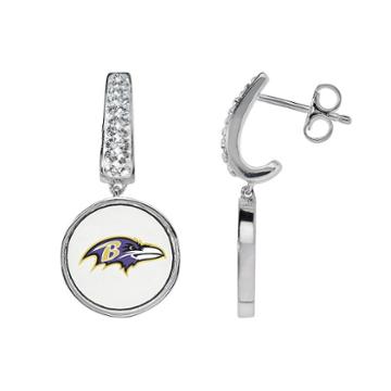 Baltimore Ravens Team Logo Drop Earrings, Women's, White