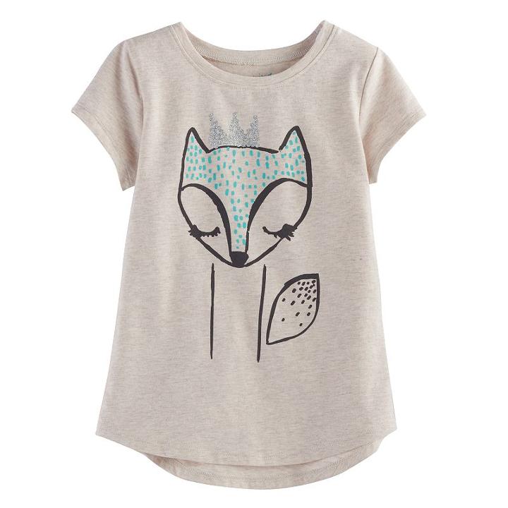 Girls 4-10 Jumping Beans&reg; Fox Shirttail Tee, Size: 6, White Oth