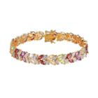 18k Gold Over Silver Gemstone & Diamond Accent Leaf Tennis Bracelet, Women's, Size: 7.25, Multicolor