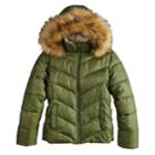 Girls 4-16 So&reg; Faux Fur Heavyweight Puffer Jacket, Size: 10-12, Lt Green