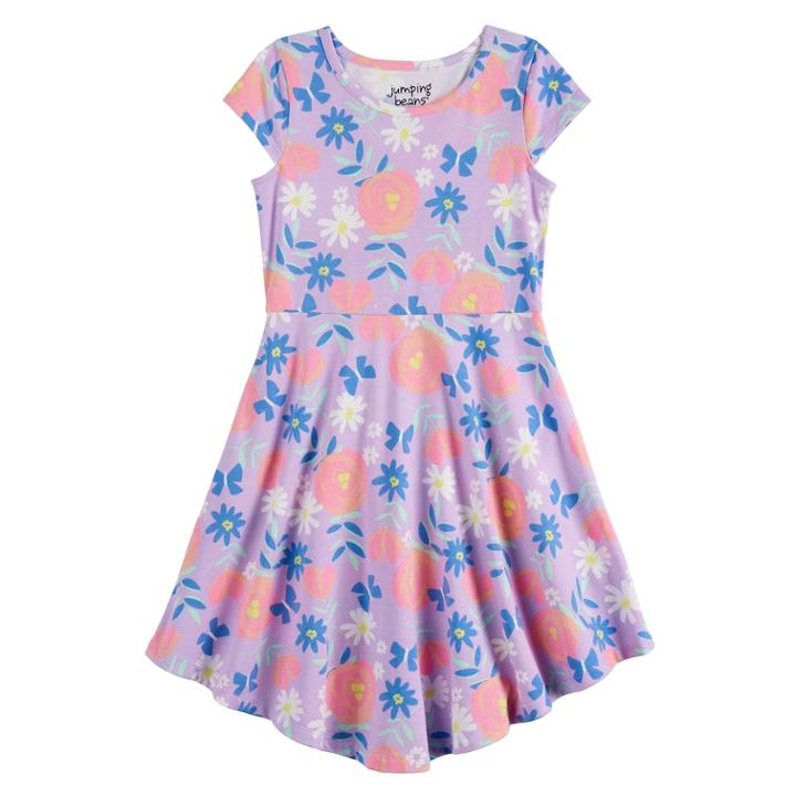 Girls 4-10 Jumping Beans&reg; Printed Skater Dress, Size: 7, Brt Purple