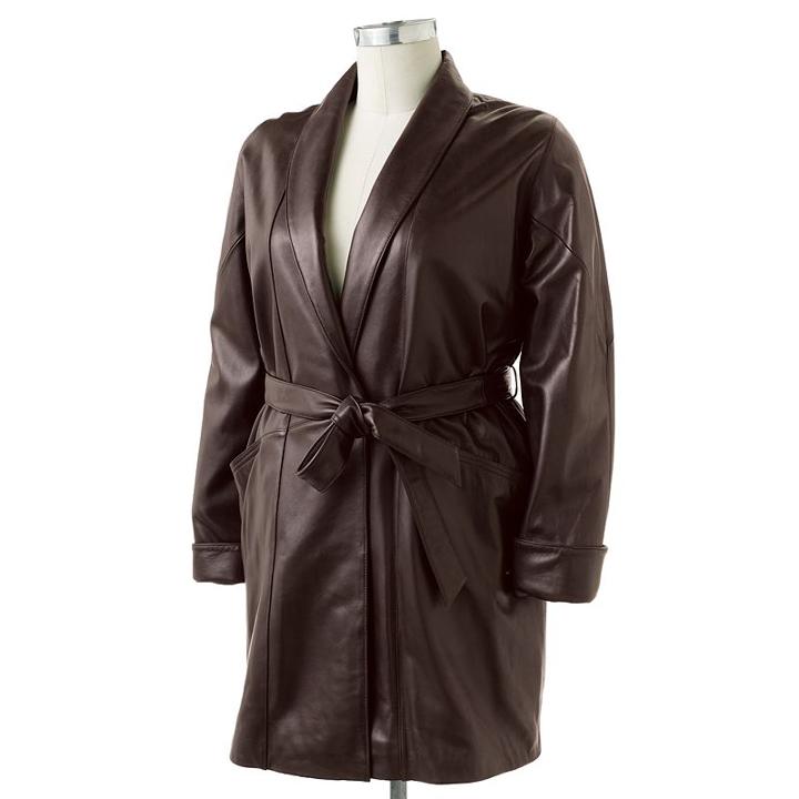 Women's Excelled Leather Coat, Size: Large, Brown