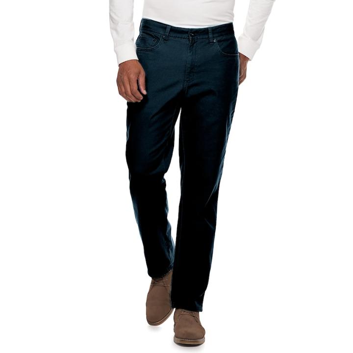 Men's Croft & Barrow&reg; Straight-fit Flannel-lined Canvas 5-pocket Pants, Size: 32x30, Blue