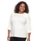 Plus Size Croft & Barrow&reg; Sleeve Lace Tee, Women's, Size: 1xl, White