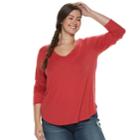 Juniors' Plus Size So&reg; Perfect V-neck Tee, Teens, Size: 1xl, Med Red