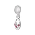Individuality Beads Sterling Silver Crystal Flip-flop Charm, Women's, Pink