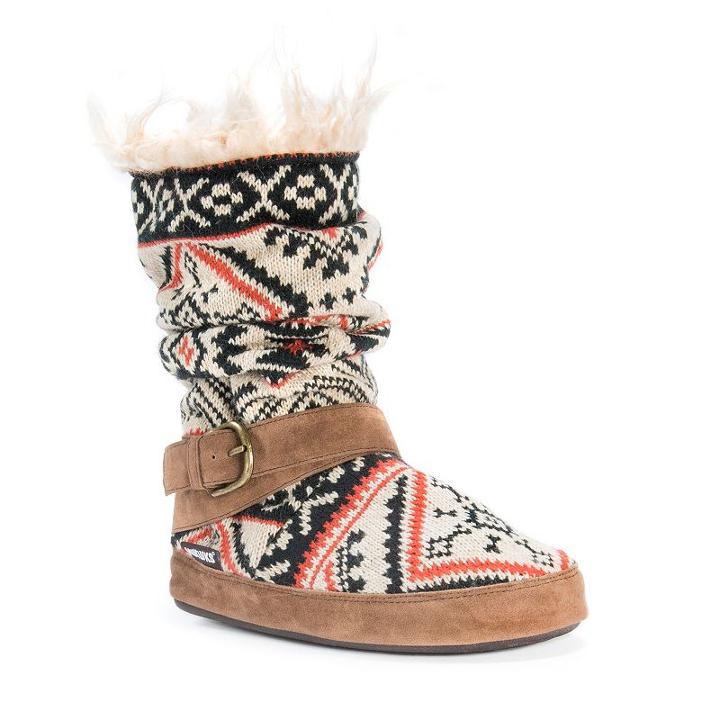 Muk Luks Women's Lisen Knit Boot Slippers, Size: Large, Lt Brown
