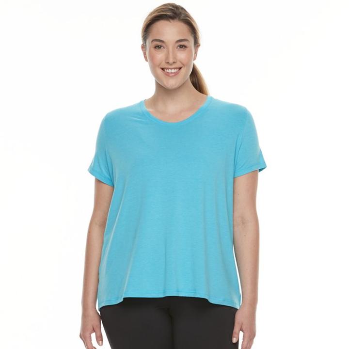 Plus Size Tek Gear&reg; Layered Split-back Tee, Women's, Size: 2xl, Turquoise/blue (turq/aqua)